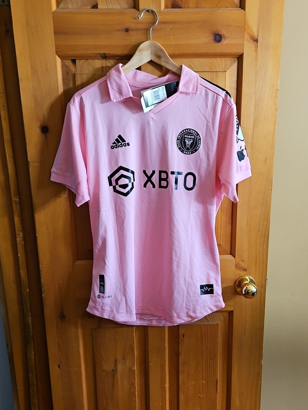 adidas Messi Inter Miami Pink Soccer Jersey with XBTO Sponsor